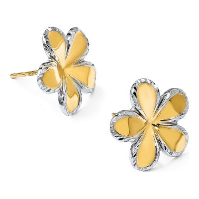 14K Yellow Gold Flower Stud Earrings – view 6