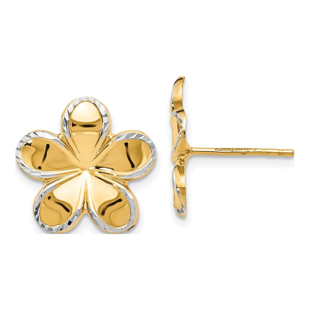 14K Yellow Gold Flower Stud Earrings
