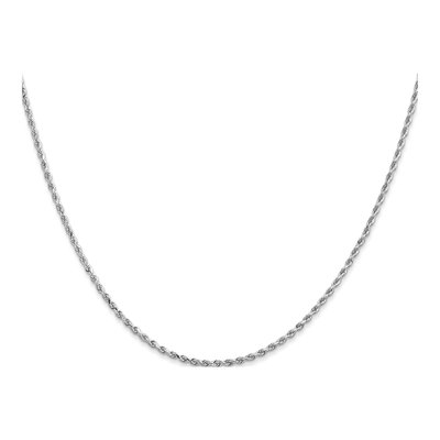 14K White Gold 1.5mm Diamond-Cut 30-inch Rope Chain – view 3