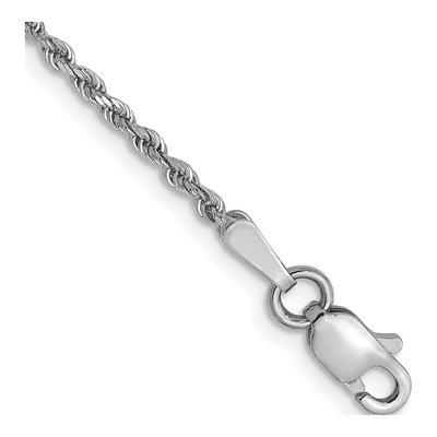 14K White Gold 1.5mm Diamond-Cut Rope Chain Bracelet