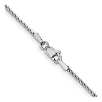 14K White Gold 1mm Round Snake Chain – view 5