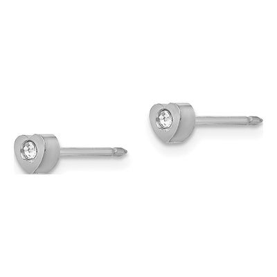 Stainless Steel Crystal Heart Stud Earrings – view 2