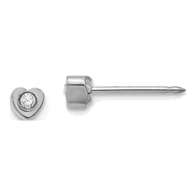 Stainless Steel Crystal Heart Stud Earrings