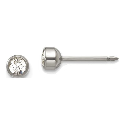 Titanium Crystal Bezel Stud Earrings