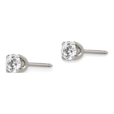 Stainless Steel 5mm Round CZ Stud Earrings – view 2