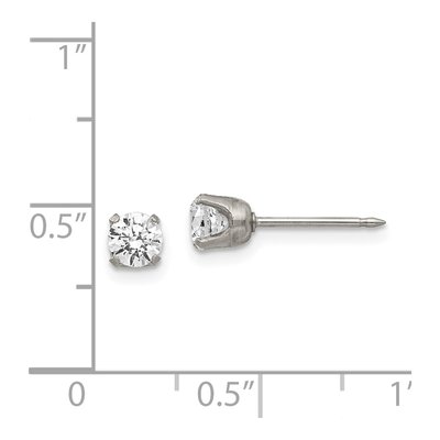 Stainless Steel 5mm Round CZ Stud Earrings – view 4