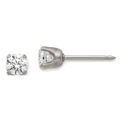 Stainless Steel 5mm Round CZ Stud Earrings