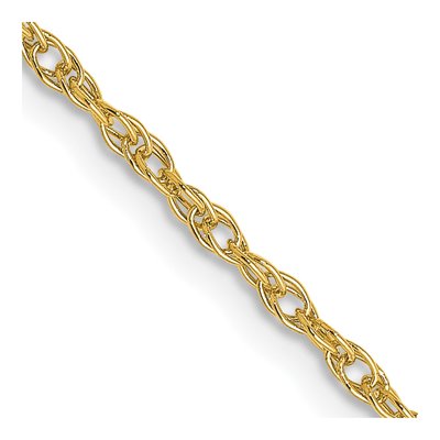 18K Yellow Gold 1.3mm Baby Rope Chain
