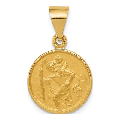 18K Yellow Gold Saint Christopher Medal Pendant