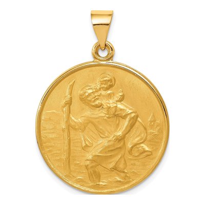 18K Yellow Gold Saint Christopher Medal Pendant