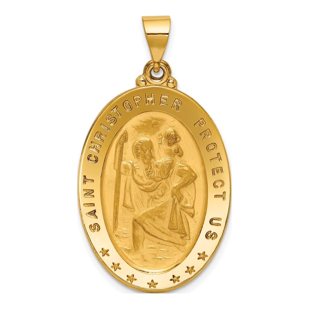 18K Yellow Gold St Christopher Medal Pendant