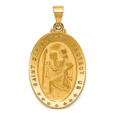18K Yellow Gold St Christopher Medal Pendant