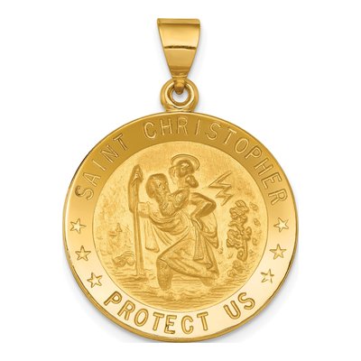 18K Yellow Gold Saint Christopher Medal Pendant