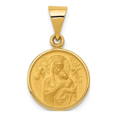 18K Yellow Gold Our of Perpetual Help Medal Pendant