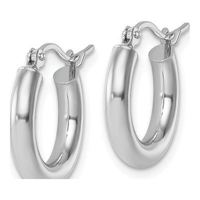 14K White Gold 15mm Hollow Hoop Earrings – view 3