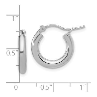 14K White Gold 15mm Hollow Hoop Earrings – view 4