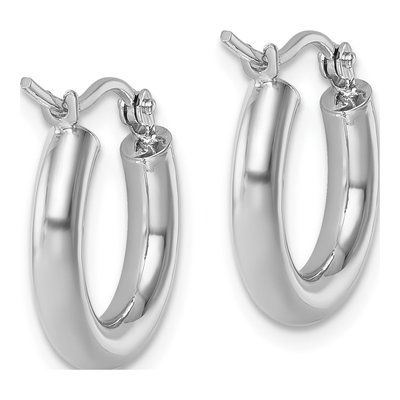 14K White Gold 15mm Hollow Hoop Earrings – view 6