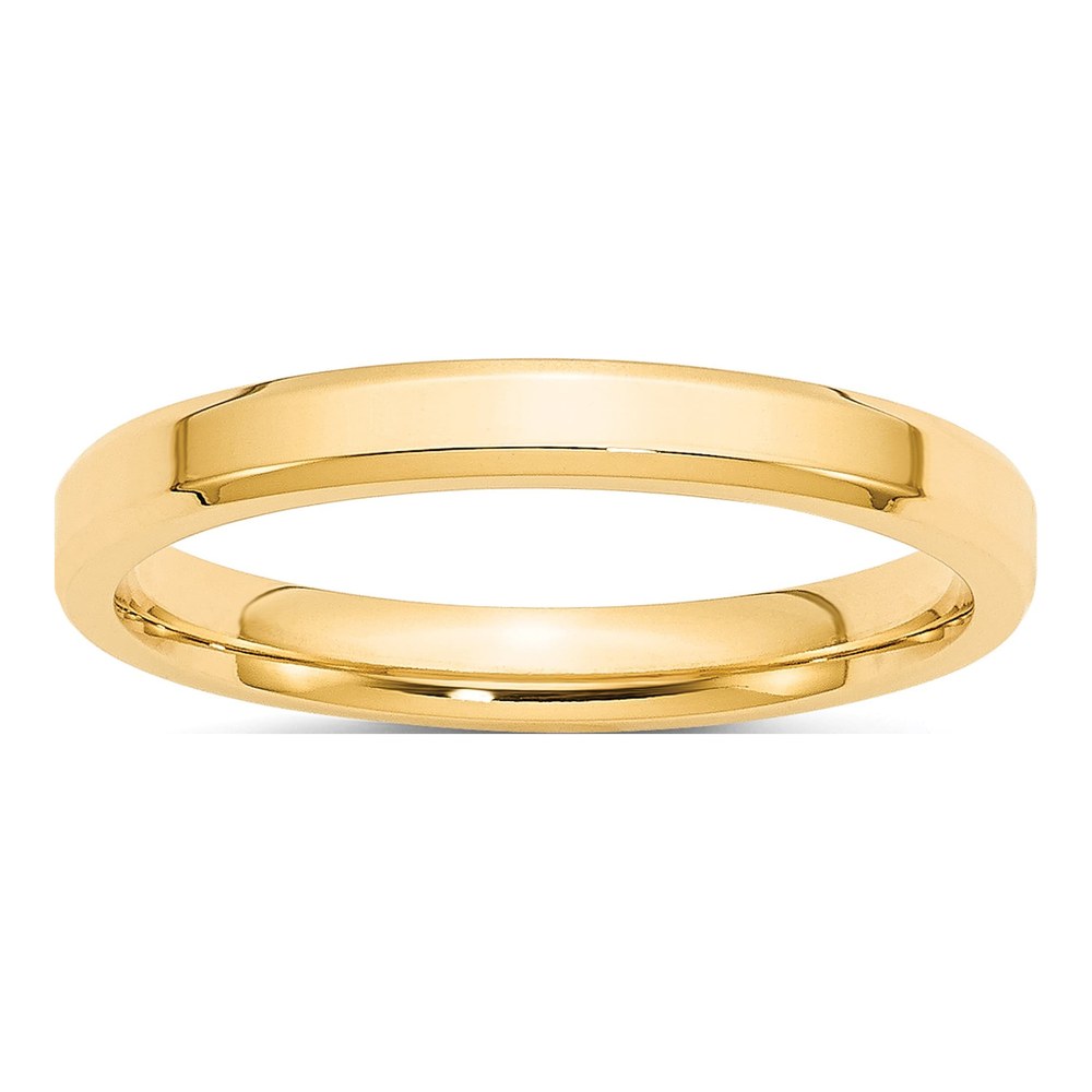 10K Yellow Gold 3mm Beveled Edge Comfort-Fit Wedding Band