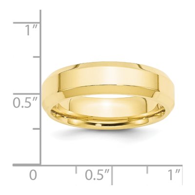 10K Yellow Gold 6mm Beveled Comfort-Fit Wedding Band – view 4