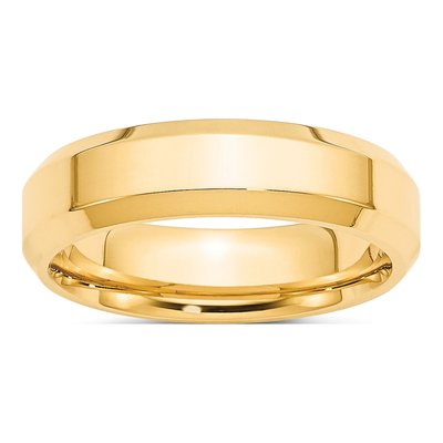 10K Yellow Gold 6mm Beveled Comfort-Fit Wedding Band