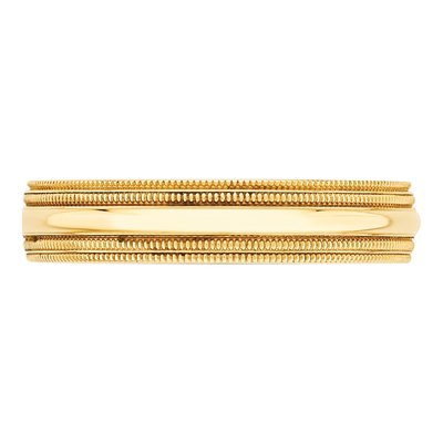 10K Yellow Gold 5mm Milgrain Comfort-Fit Wedding Band – view 3