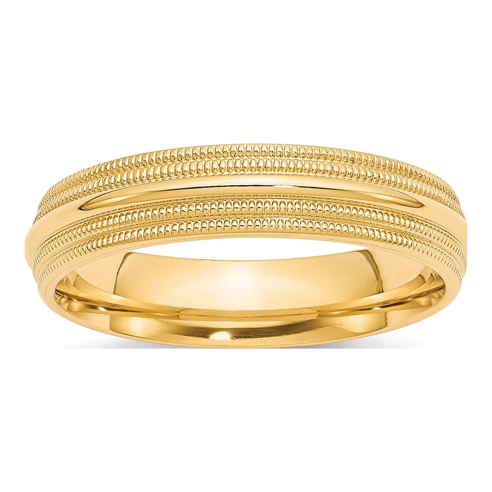 10K Yellow Gold 5mm Milgrain Comfort-Fit Wedding Band