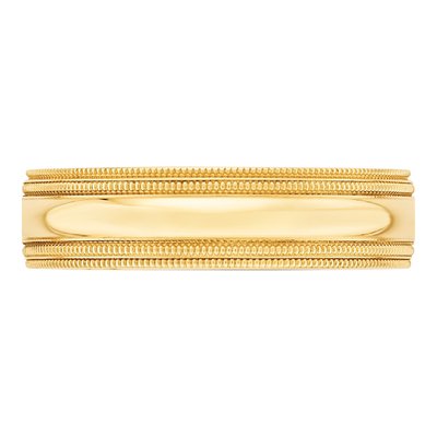10K Yellow Gold 6mm Milgrain Comfort-Fit Wedding Band – view 3