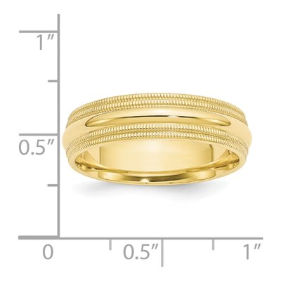 10K Yellow Gold 6mm Milgrain Comfort-Fit Wedding Band – view 4