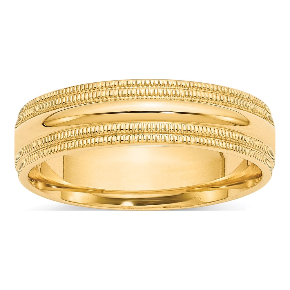 10K Yellow Gold 6mm Milgrain Comfort-Fit Wedding Band