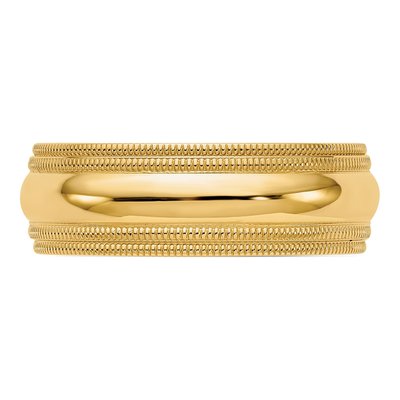 10K Yellow Gold 7mm Milgrain Comfort-Fit Wedding Band – view 2