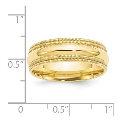 10K Yellow Gold 7mm Milgrain Comfort-Fit Wedding Band – view 3