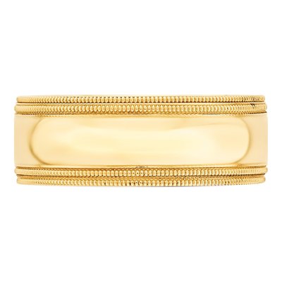 10K Yellow Gold 8mm Milgrain Comfort-Fit Wedding Band – view 2