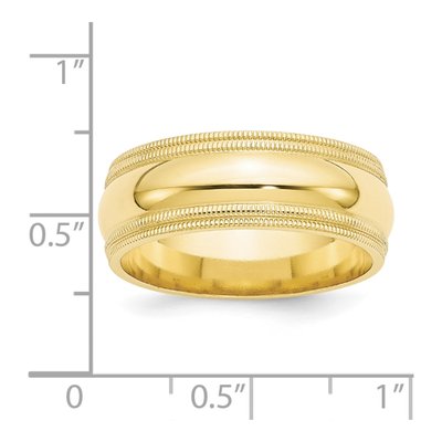 10K Yellow Gold 8mm Milgrain Comfort-Fit Wedding Band – view 3