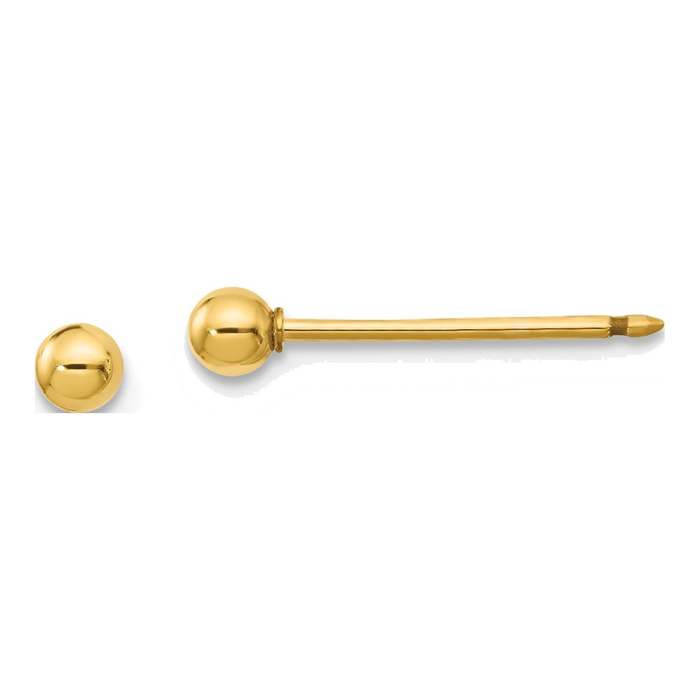 Inverness 14K Polished 3mm Ball Long Post Piercing Earrings