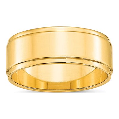 10K Yellow Gold 8mm Step Edge Wedding Band