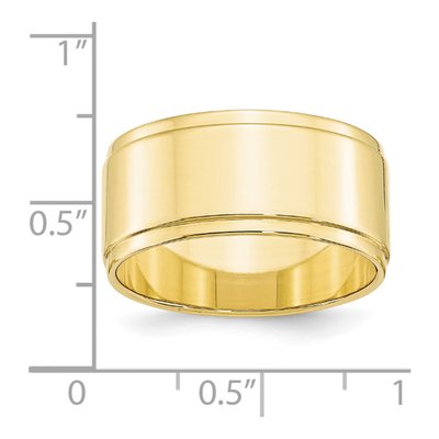 10K Yellow Gold 10mm Flat Step Edge Wedding Band – view 3