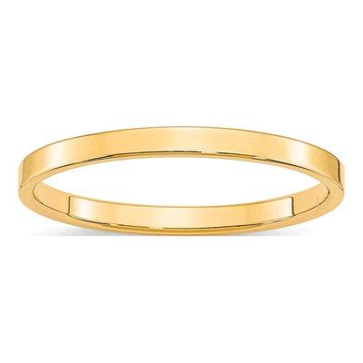 10K Yellow Gold 2mm Flat Wedding Band