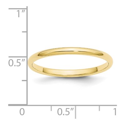 10K Yellow Gold 2mm Half Round Wedding Band – view 5