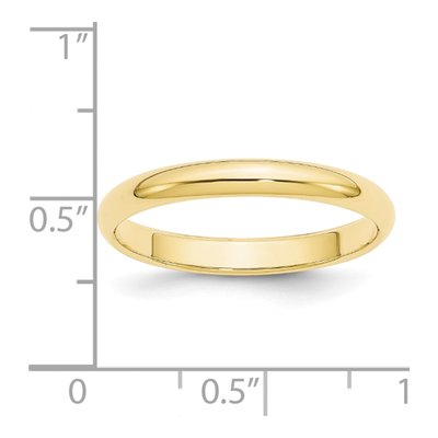 10K Yellow Gold 3mm Half Round Wedding Band – view 6