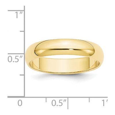 10K Yellow Gold 5mm Half Round Wedding Band – view 5