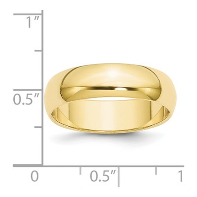 10K Yellow Gold 6mm Half Round Wedding Band – view 5
