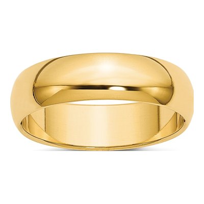 10K Yellow Gold 6mm Half Round Wedding Band