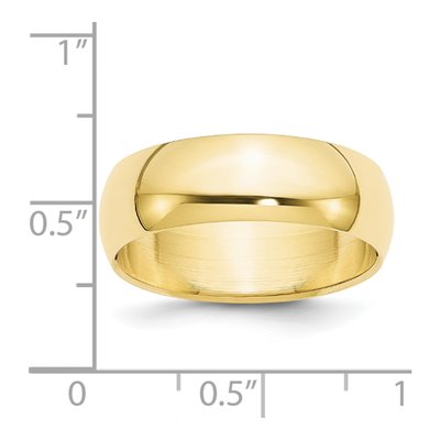 10K Yellow Gold 7mm Half Round Wedding Band – view 4