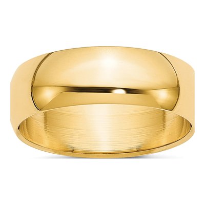 10K Yellow Gold 7mm Half Round Wedding Band