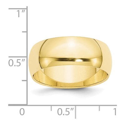 10K Yellow Gold 8mm Half Round Wedding Band – view 3