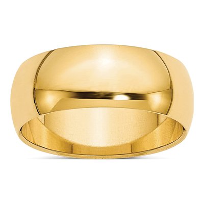 10K Yellow Gold 8mm Half Round Wedding Band