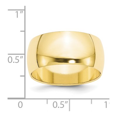 10K Yellow Gold 10mm Half Round Wedding Band – view 4