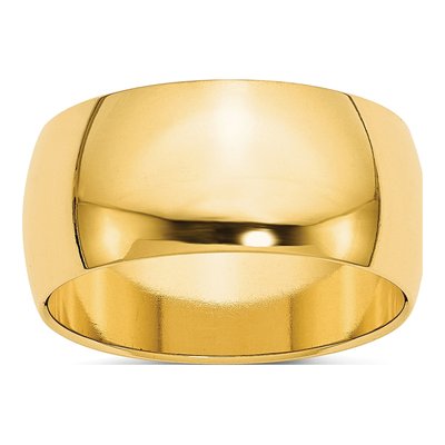 10K Yellow Gold 10mm Half Round Wedding Band