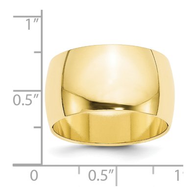 10K Yellow Gold 12mm Half Round Wedding Band – view 4