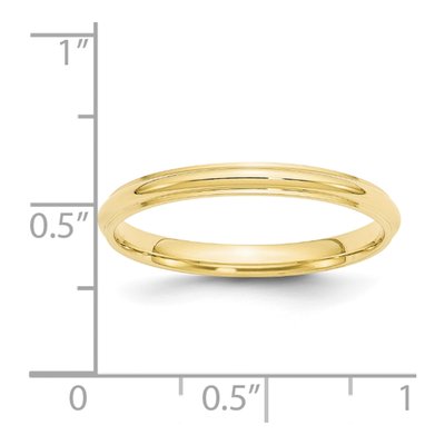 10K Yellow Gold 2.5mm Half Round Wedding Band – view 4